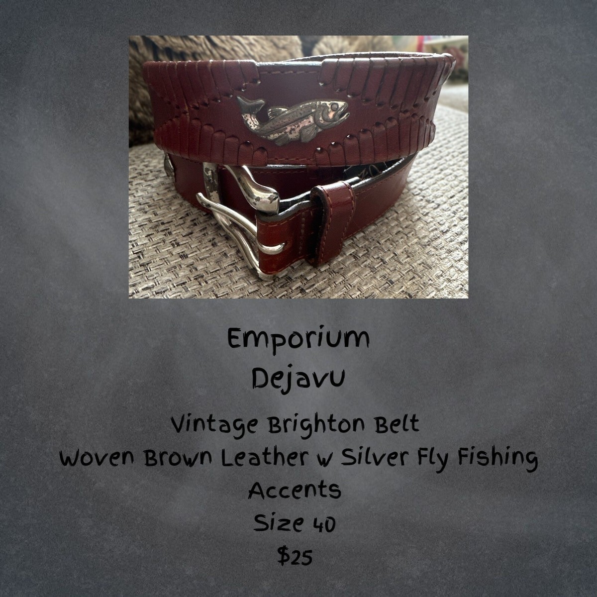 Vtg. Brighton brown woven leather belt Vintage Brighton Belt Wide Brown Leather Woven Braided  main image 3