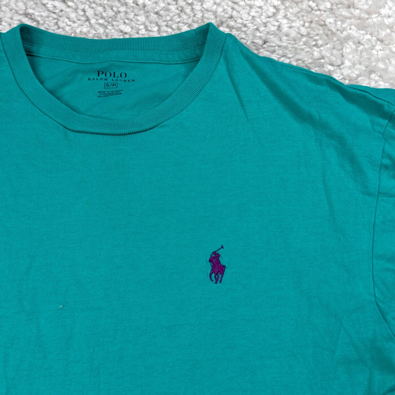 Polo Ralph Lauren camicia uomo piccola verde tinta unita basic maglietta pony logo cotone