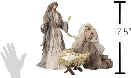 Large Holy Family Christmas Nativity Set, 3 Pieces, 17.5 Inch Tall, Fabric & Res - 第 2/3 張圖片