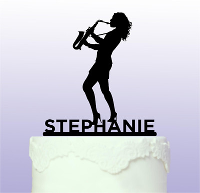 Personalisierter Acryl-Kuchenaufleger Saxophonspielerin