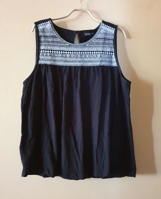 Janina Top, Shirt, Schwarz / Weiß, Ärmellos, Stickerei, Gr. 44 - Bild 1 von 2