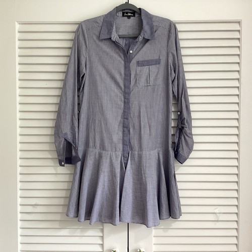 Sam Edelman Dress Blue & White Strips Drop Waist Shirtdress Casual Dress size 6 - Picture 14 of 14
