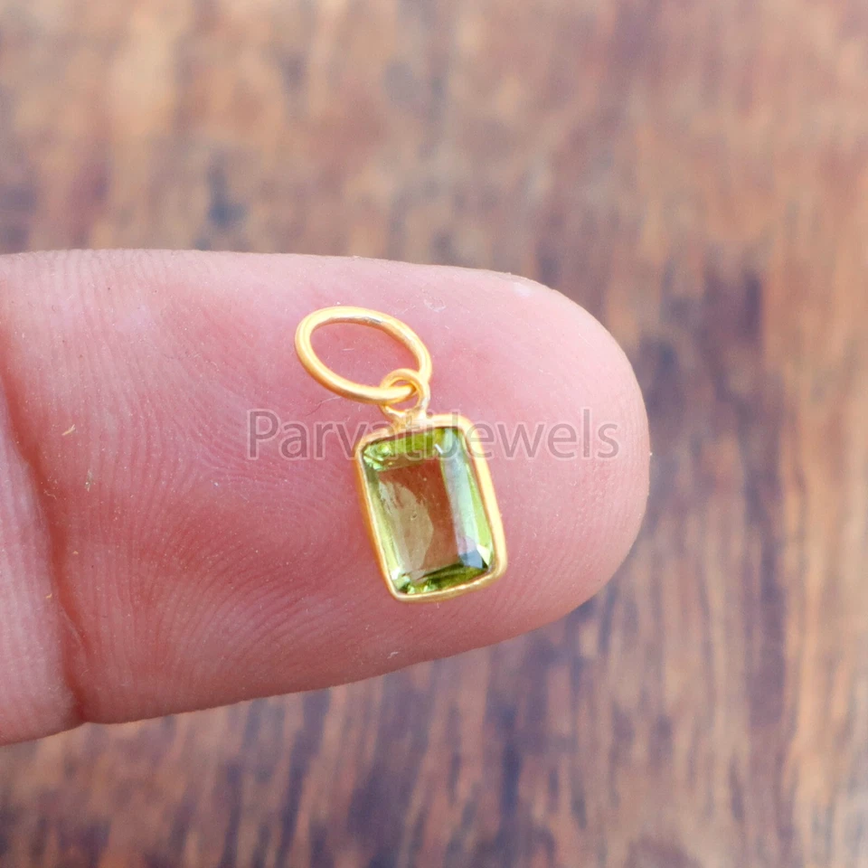 Berloques de peridoto verde natural ouro 18k sólido roupa de festa presente pingente feminino - Imagem 2 de 4