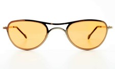 L.A. EYEWORKS Occhiali da Sole SLAM 405 Argento Puro Titanio Arancione Giallo...