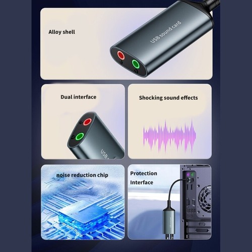 Carte Son USB USB2.0 vers 3.5mm Adaptateur Auditif pour Ordinateur Casques Microphone - Photo 5/9