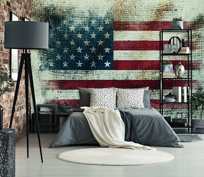 3D American Flag ZHU233 Wallpaper Wall Mural Removable Self