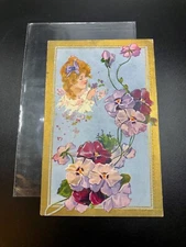 Antique Greeting Postcard with sleeve Series #100 Easter Joy w/ Child APC7