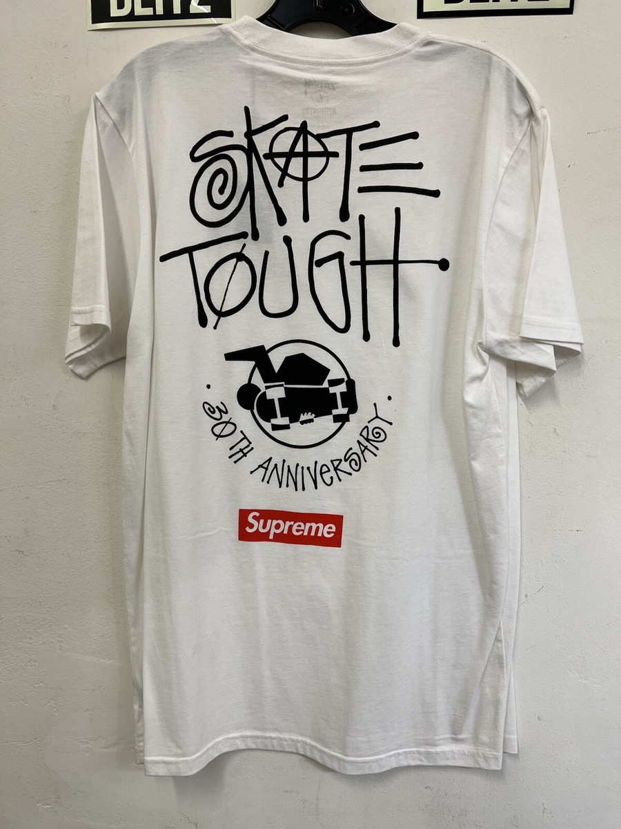 STUSSY X SUPREME 30TH ANNIVERSARY BOX LOGO TEE SHIRT WHITE STUSSY X SUPREME 30TH ANNIVERSARY BOX LOGO TEE SHIRT WHITE
