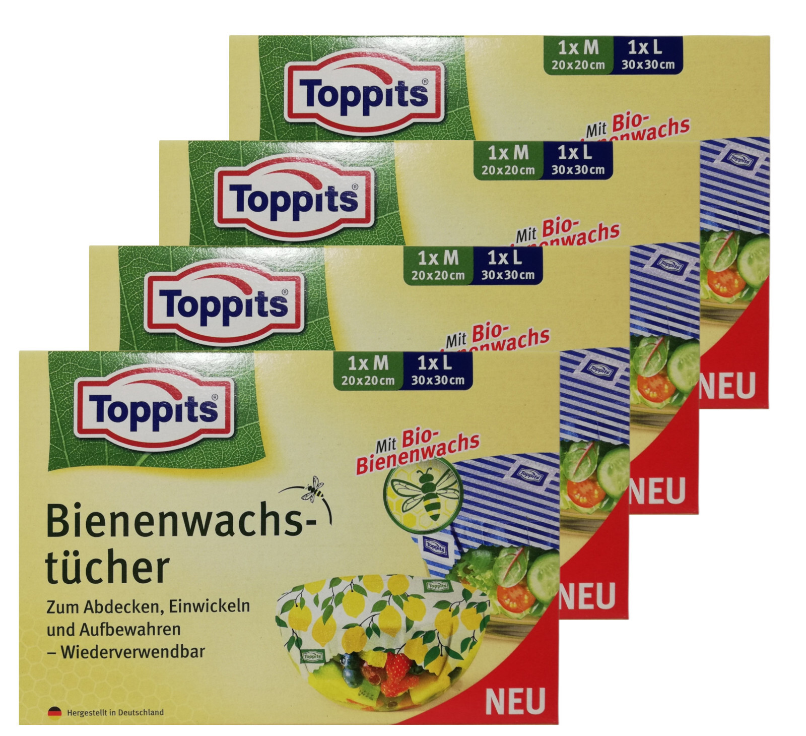 5x Toppits Bienenwachstücher zum Abdecken, Einwickeln und Aufbewahren - 2'er Set - Image 5