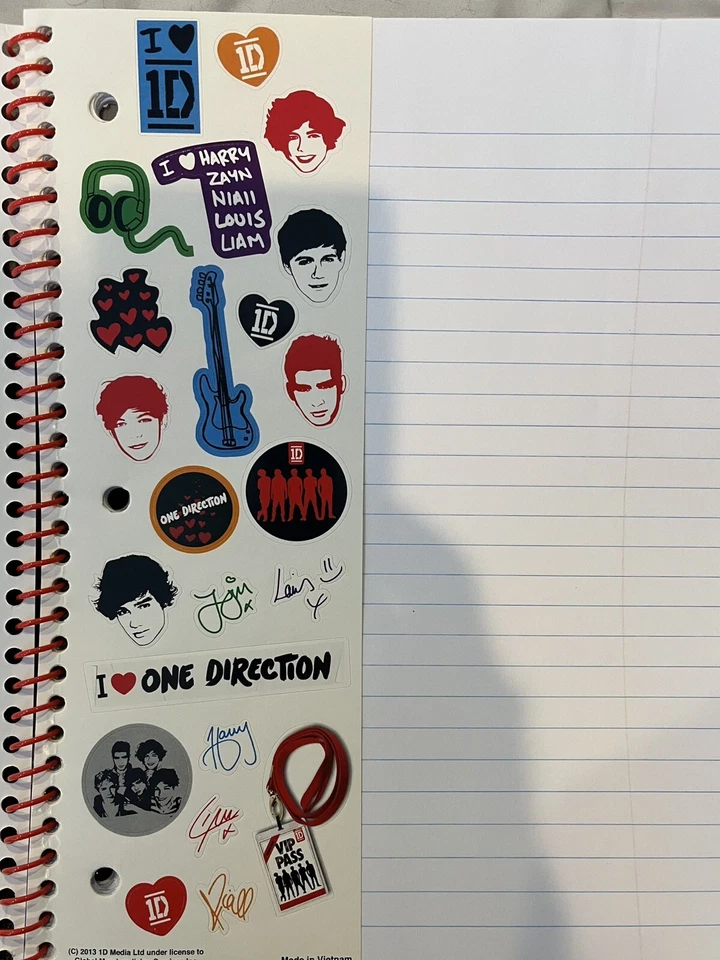 2013 One Direction Band Music 1D Notebook Wide Ruled Paper School New Stickers - Image 3 of 4