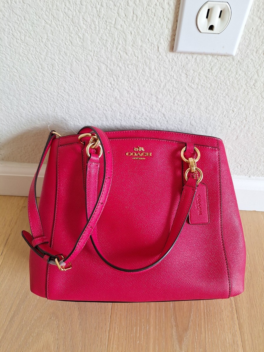 Coach Minetta Crossbody Handbag Bright Pink Crossgrain Leather