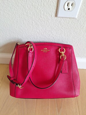 Coach Minetta Crossbody Handbag Bright Pink Crossgrain Leather