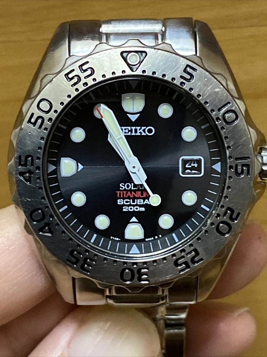 Seiko Prospex SBCB007 Black V145-0AH0 Solar 200m Titanium Diver; Bracelet eBay