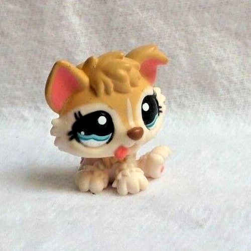 Figurine Littlest Pet Shop LPS #1339 - Chiot Marron/beige Aux Yeux Bleus Hasbro - Occasion