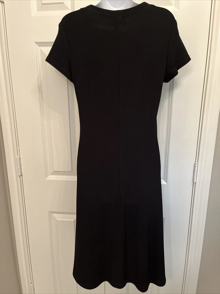 Vestido Coldwater Creek Talla S Pequeño Negro Línea A Pullover Tejido Elástico SS ¡USADO EN EXCELENTE ESTADO! Foto 2 de 4