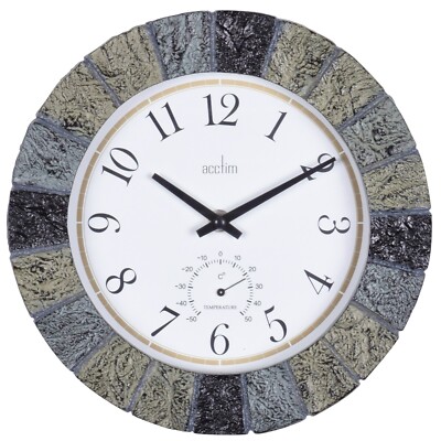 Acctim Bowfell Wanduhr Outdoor & Indoor Einsatz wetterfest Quarzschiefer 26cm