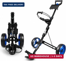SereneLife Foldable 2-Wheel Golf Push Cart, Lightweight Aluminum Pull Trolley wi