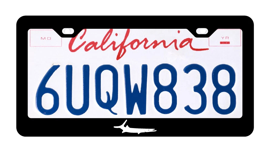 Reflective White Plymouth Barracuda Logo Stainless Steel License Plate Frame - Image 3 of 4