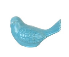 Cute Solid Blue Ceramic Bird 6" Long