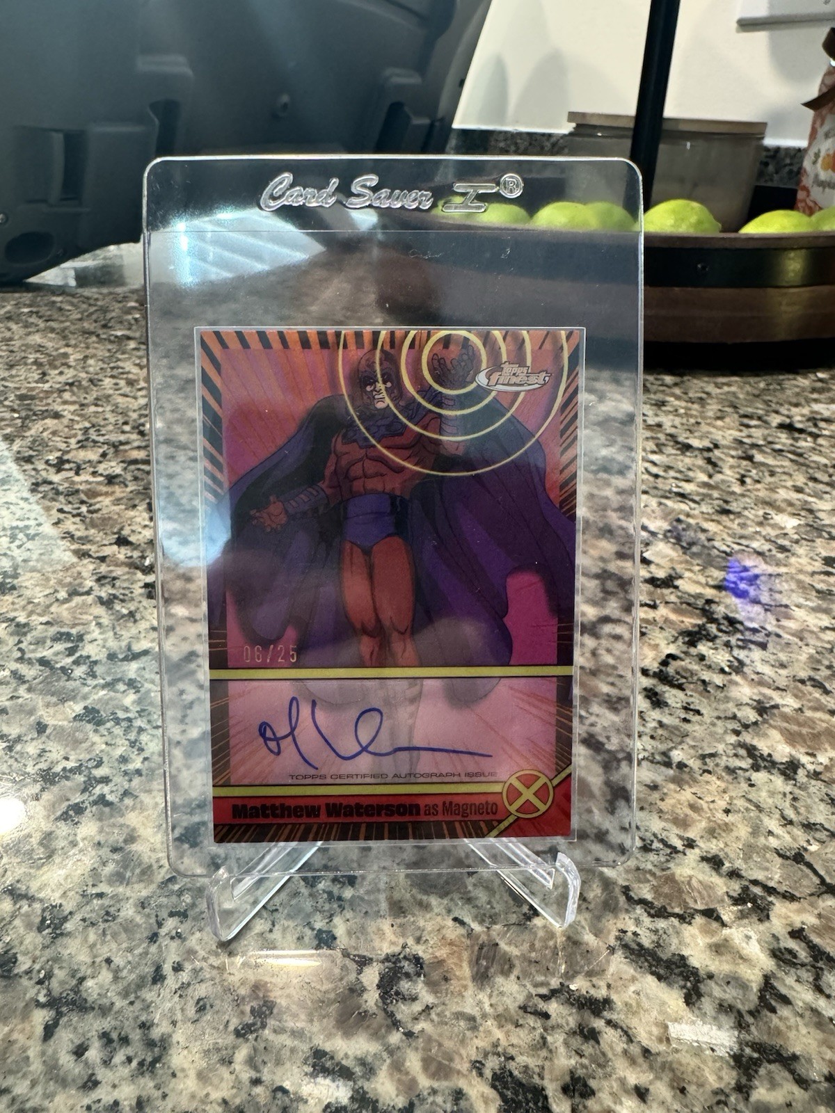 2025 Topps Finest X-Men 97 #VA-MW MAGNETO Voice Actor AUTO Orange Refractor /25