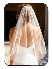 Bride Wedding Veils Ivory Elbow Length 1 Tier Tulle Veil with Comb