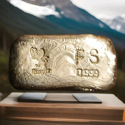 1.859 Troy Ounces Of .999 Silver Bullion  Poured Bar With Cooling Lines