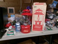 Vintage Red Coleman Single Mantle Lantern 200A  w/ Original box Manual 10/72
