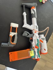 NERF Modulus Dart Gun Blaster Orange White Gray with Attachments