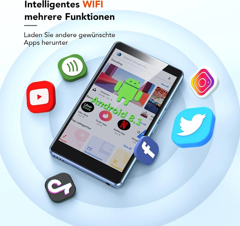 AGPTEK Wifi MP3 Player Mit Bluetooth 5.0, WLAN MP4 Player Mit 5 Megapixel Kamera - Bild 2 von 4