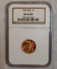 1909 VDB Lincoln Cent NGC MS 65 RD - Key Date Wheat Penny