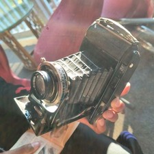 Kodak Autographic Kodak Junior Vintage Folding Camera Black with Original Case