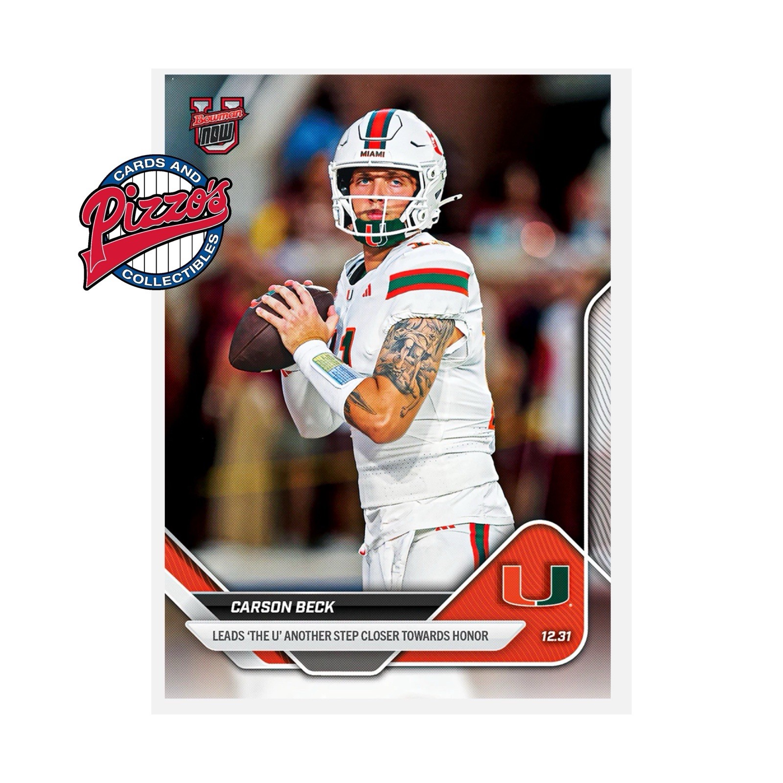 Carson Beck Miami 2025-26 Bowman U NOW Football Card 63 In Hand