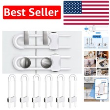 Secure U-Shaped Child Safety Latches for Cabinets - Pack of 6, White Design