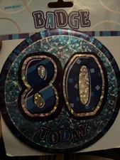 80 Today Blue Birthday Badge
