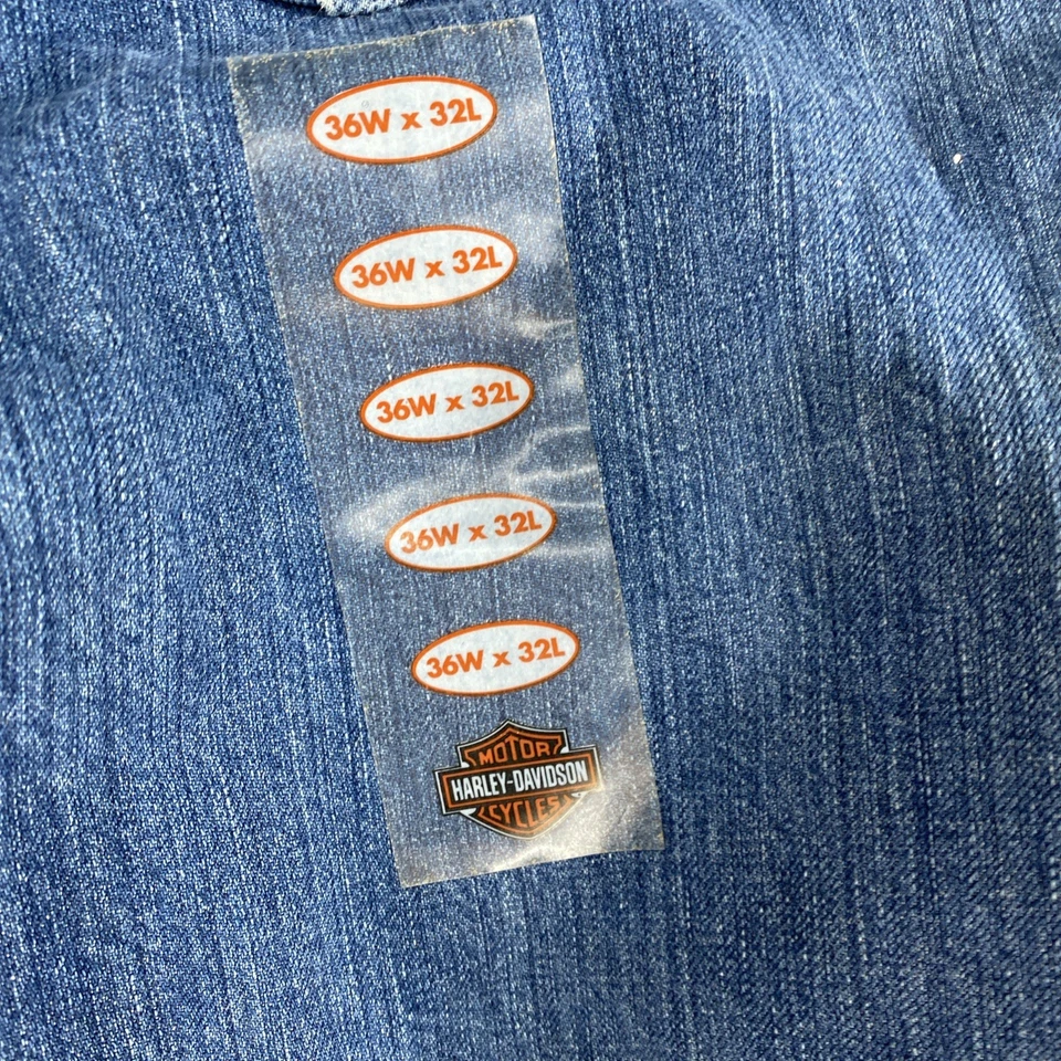 Harley Davidson de colección para hombre 36x32 azul Mcjean algodón pierna recta Y2K 2005 nueva con etiquetas Foto 3 de 4