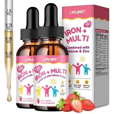 Liquid Iron Supplement for Kids, Women & Men - Kids Multivitamin with Iron Dr...