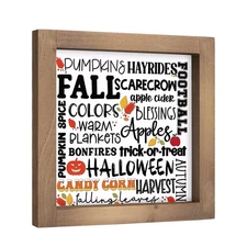 Fall Wooden Sign, 6 Inch Autumn Pumpkins Decorative Signage Plaques Decor, In...