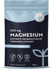 Magnesium Supplements 500Mg - 120 Vegan High Strength Tablets – 4 Month Supply – 0.14 per thousand milligrams