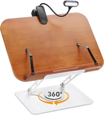 Book Stand for Reading with 360° Rotating Base, Adjustable Book Holder Cookbook