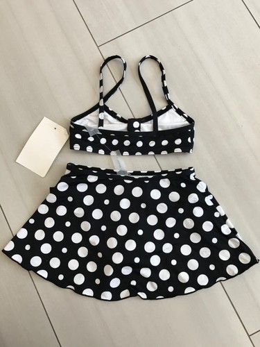 Toddler girls black white polka dot swimsuit bikini swimwear beachwear one piece - Picture 24 of 24
