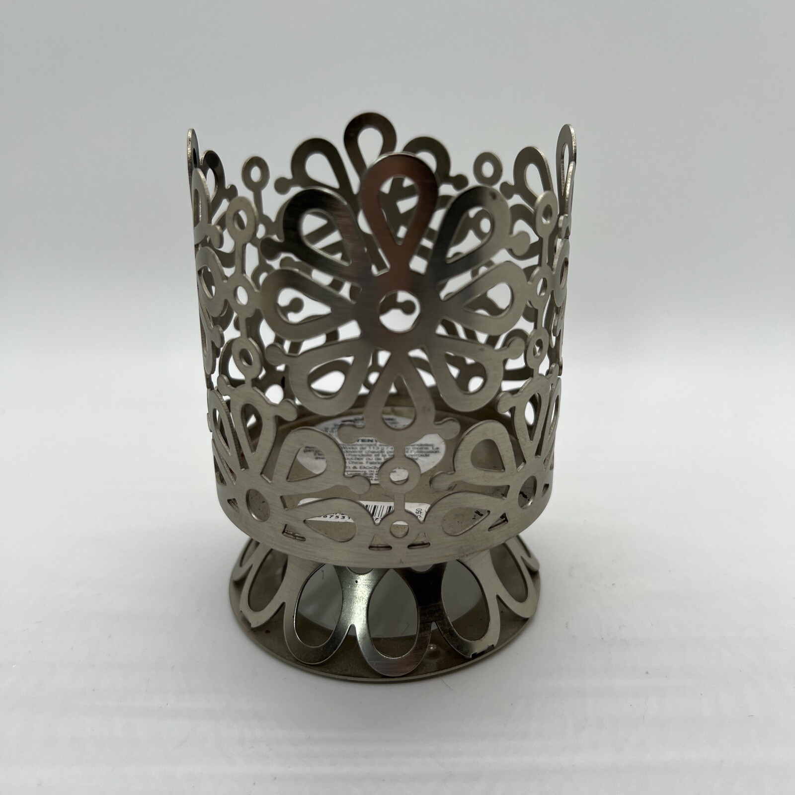 Bath and Body Works Floral Silver PEDESTAL Candle Holder | eBay