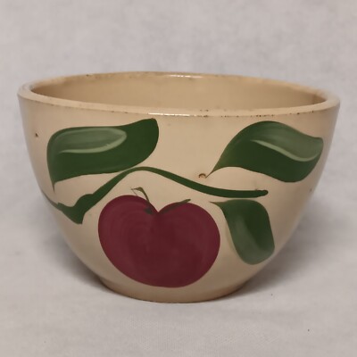 Watts #64 Apple Pottery Mixing Bowl 7.5'' Across x 5'' Tall Crack on Side