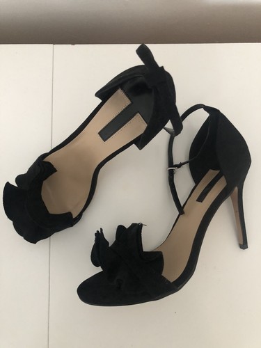 black suede barely there heels