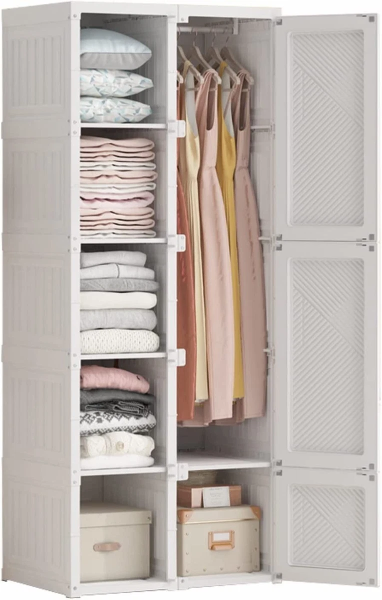 Portable Closet Clothes Wardrobe with Hanging Rod Bedroom Armoire Cube 69x170cm
