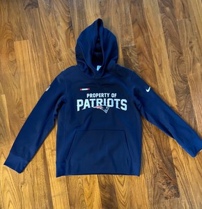 Nike Property Of New England Patriots Blue Hoodie Sweatshirt Youth Medium M Nfl Ebay
