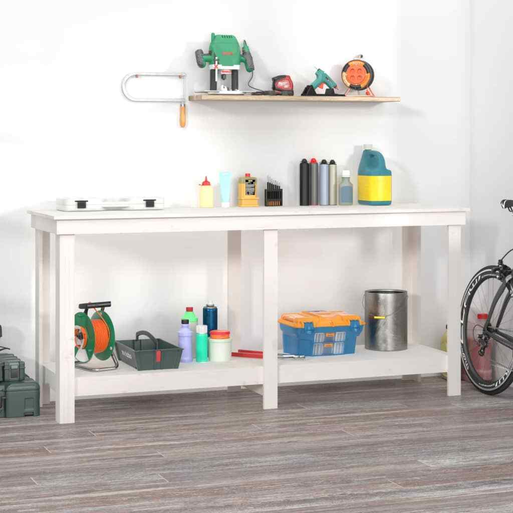Panca da Lavoro 180x50x80 Legno Massello Pino Bianco vidaXL