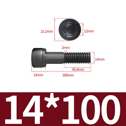 Viti cilindriche in acciaio M14 DIN 912 12.9 esagono interno testa cilindrica nuda M14x - Foto 16 di 26