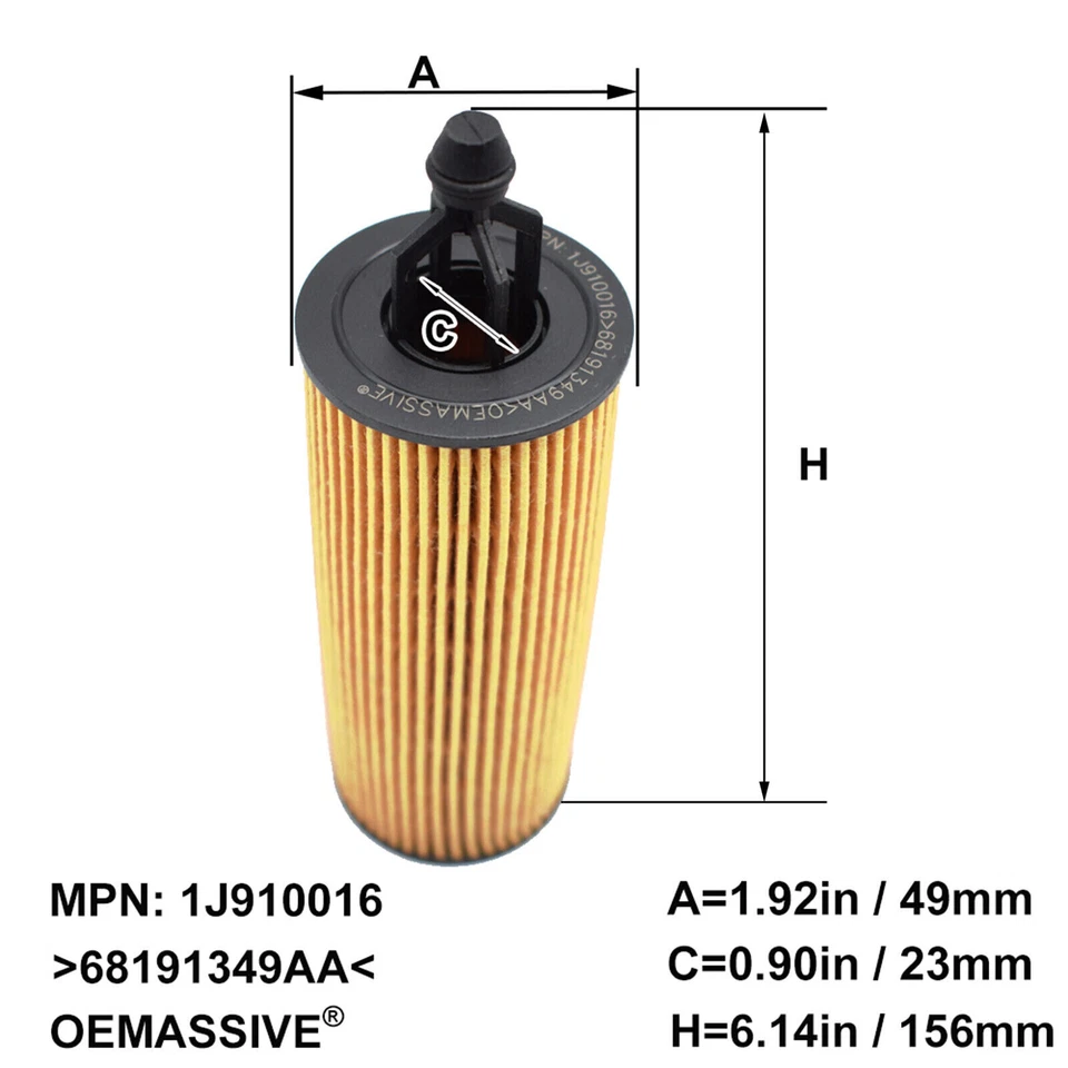 Комплект (6) масляных фильтров 68191349AB для Chrysler 300 Dodge Durango Jeep Grand Cherokee - Изображение 4 из 4