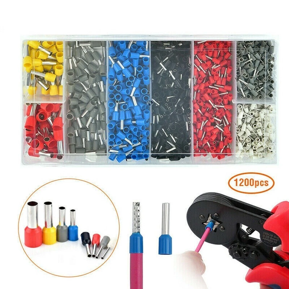 Crimpzange 1200 teilig Set Aderendhülsenzange 0,25-10mm² Kabelschuhe Presszange - Bild 2 von 4