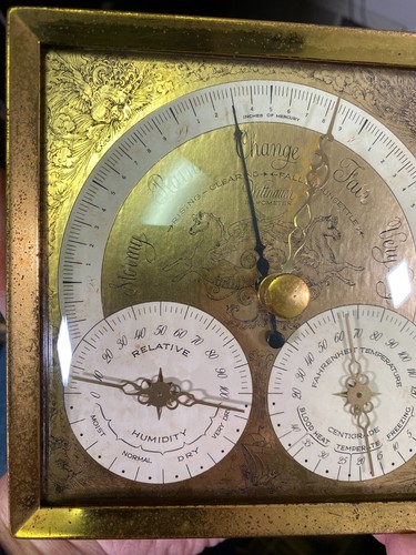 Vintage Barometer Weather Station, Wittnauer, England, Millibar, Temp, Humidity - Picture 9 of 20